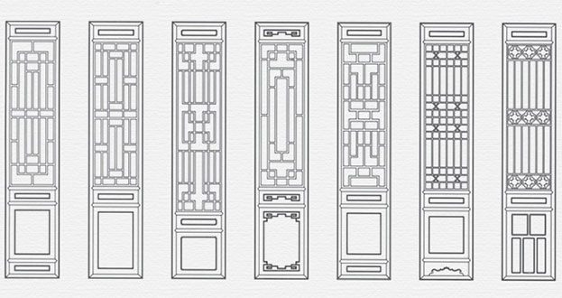 兰洋镇常用中式仿古花窗图案隔断设计图